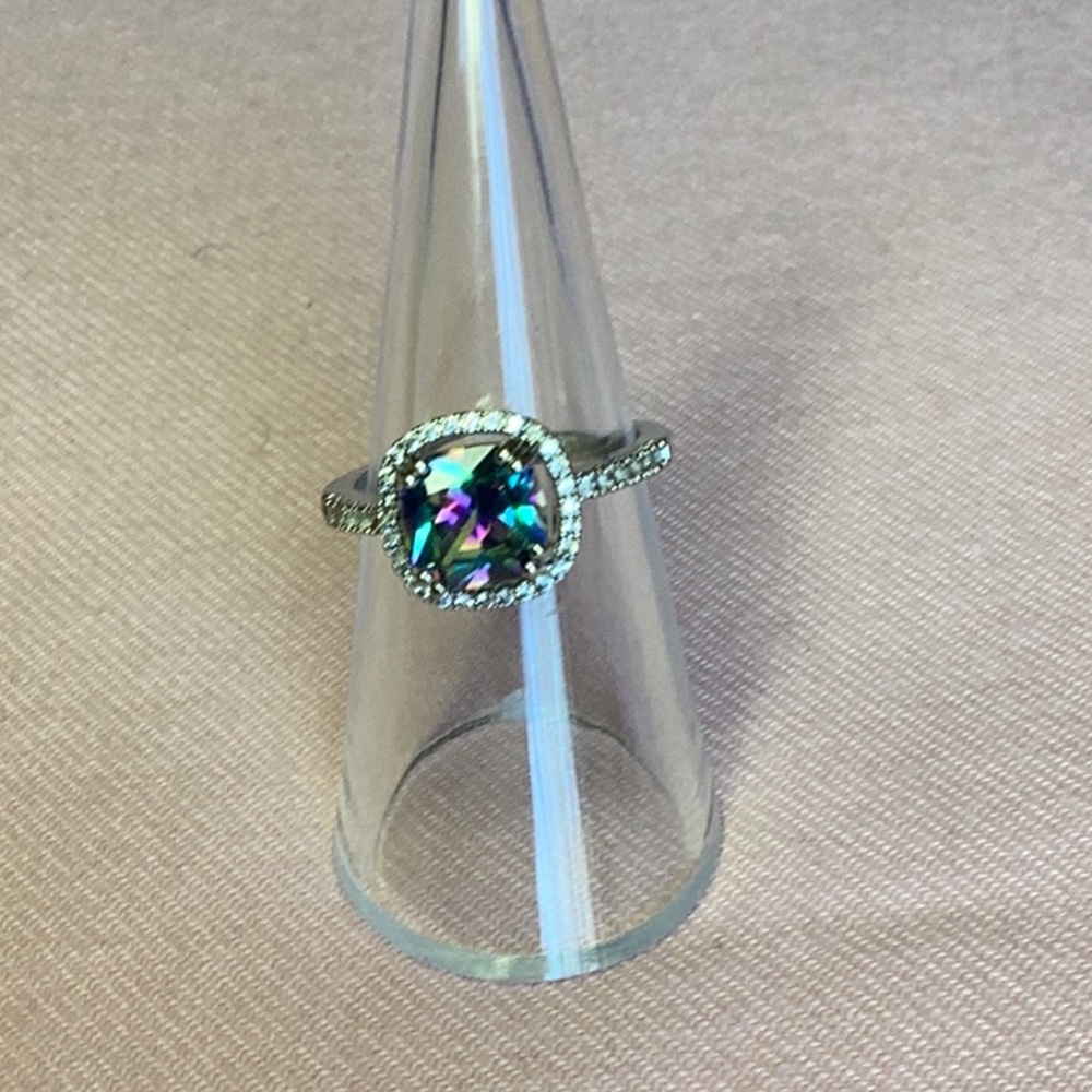 FINAL SALE PRICE Marked 925 Silver Mystic & White Topaz Ring - Picture 4 of 8
